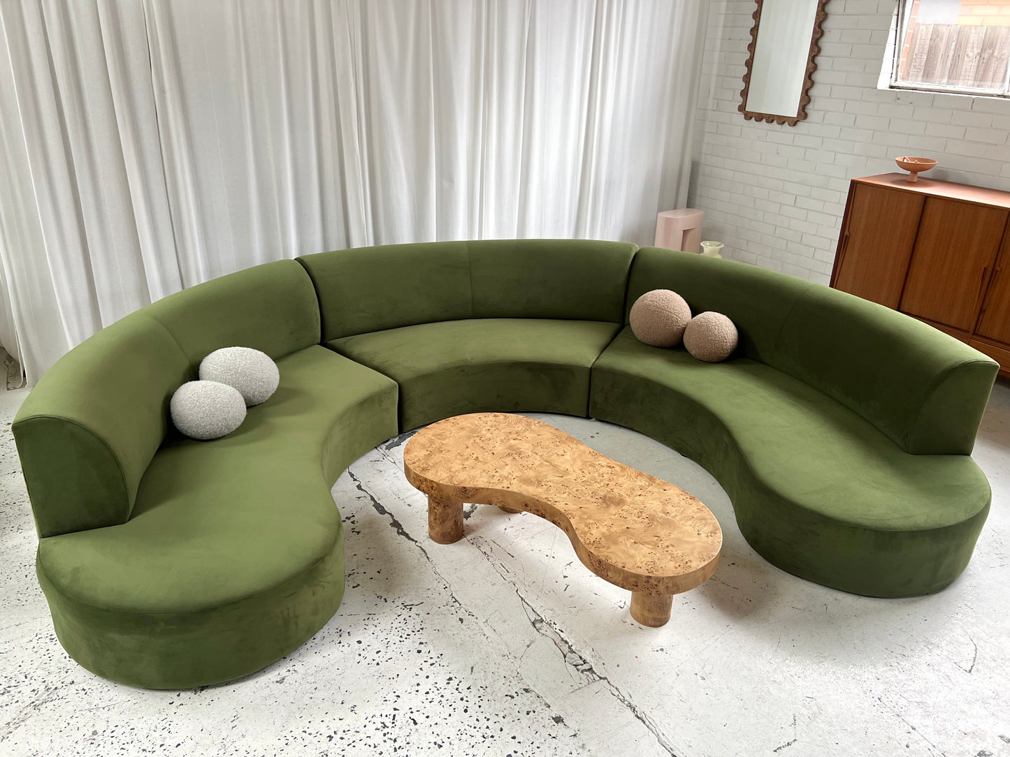 Bespoke Green Curved Modular Sofa