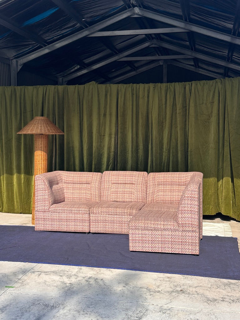 Vintage Pink Tweed Midcentury Modular Sofa, 60’s