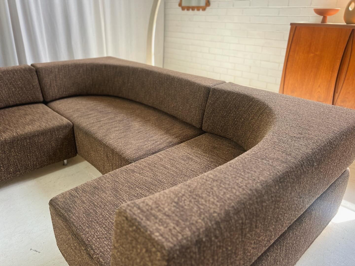 Vintage Italian Designer Chunky Boucle Modular Sofa