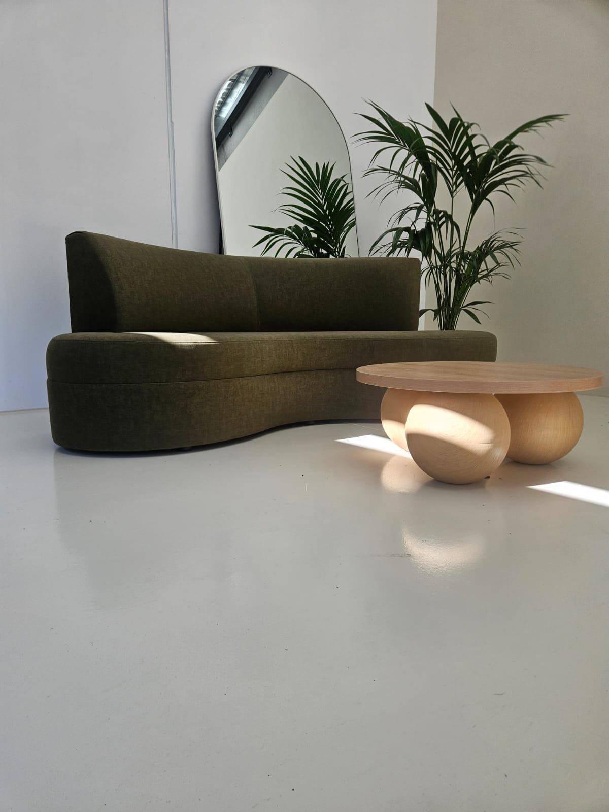 Green Velvet Curved Sofa