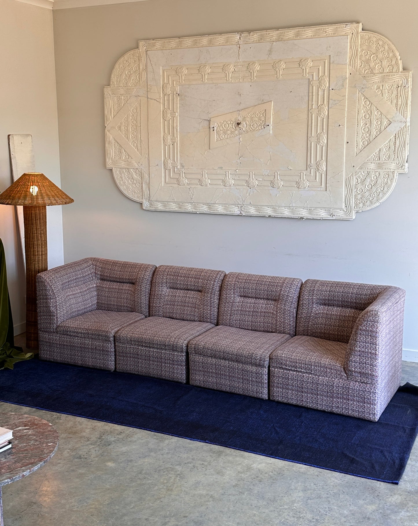 Vintage Pink Tweed Midcentury Modular Sofa, 60’s