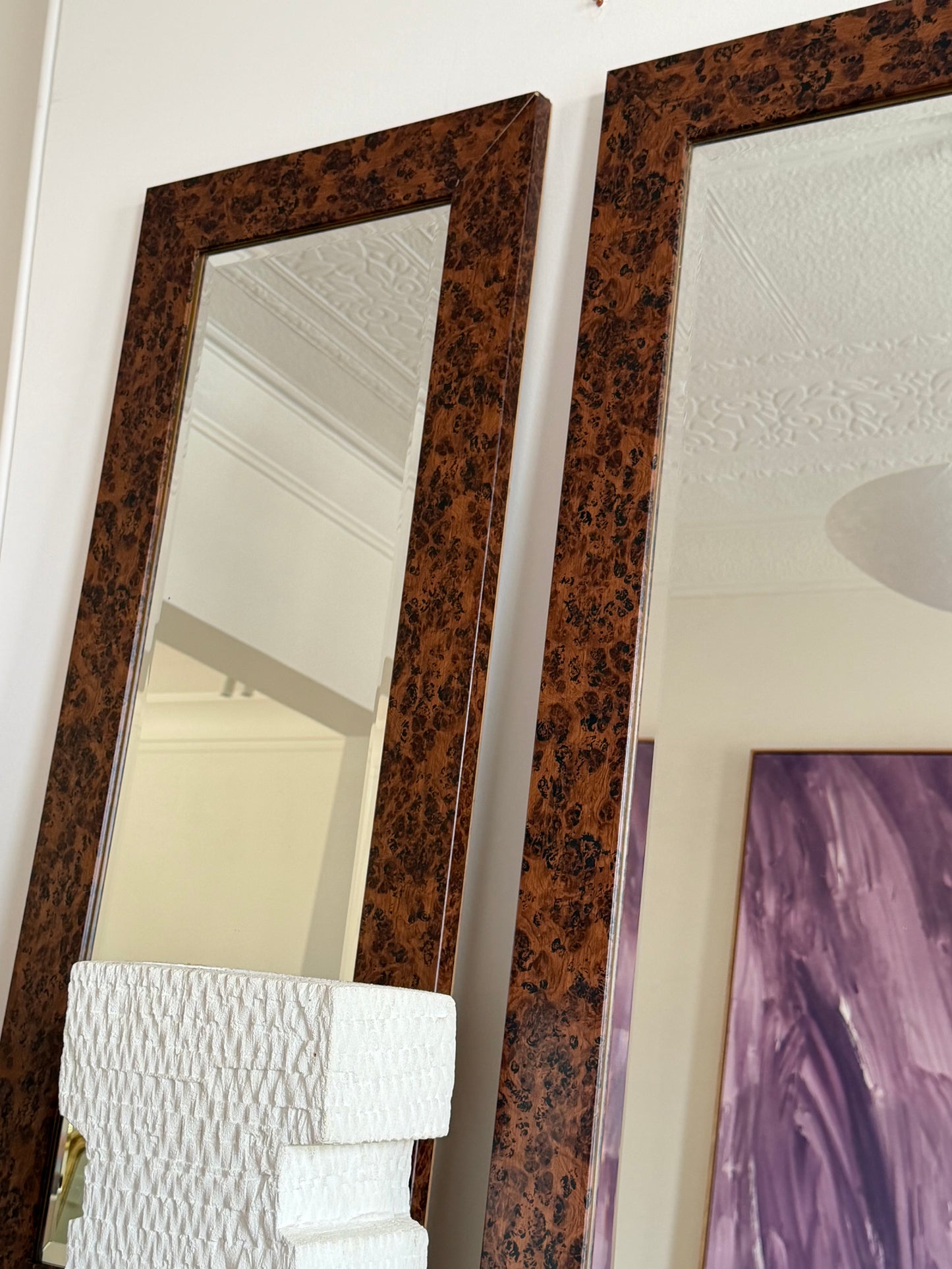 Vintage Walnut Burl Mirror (two available)