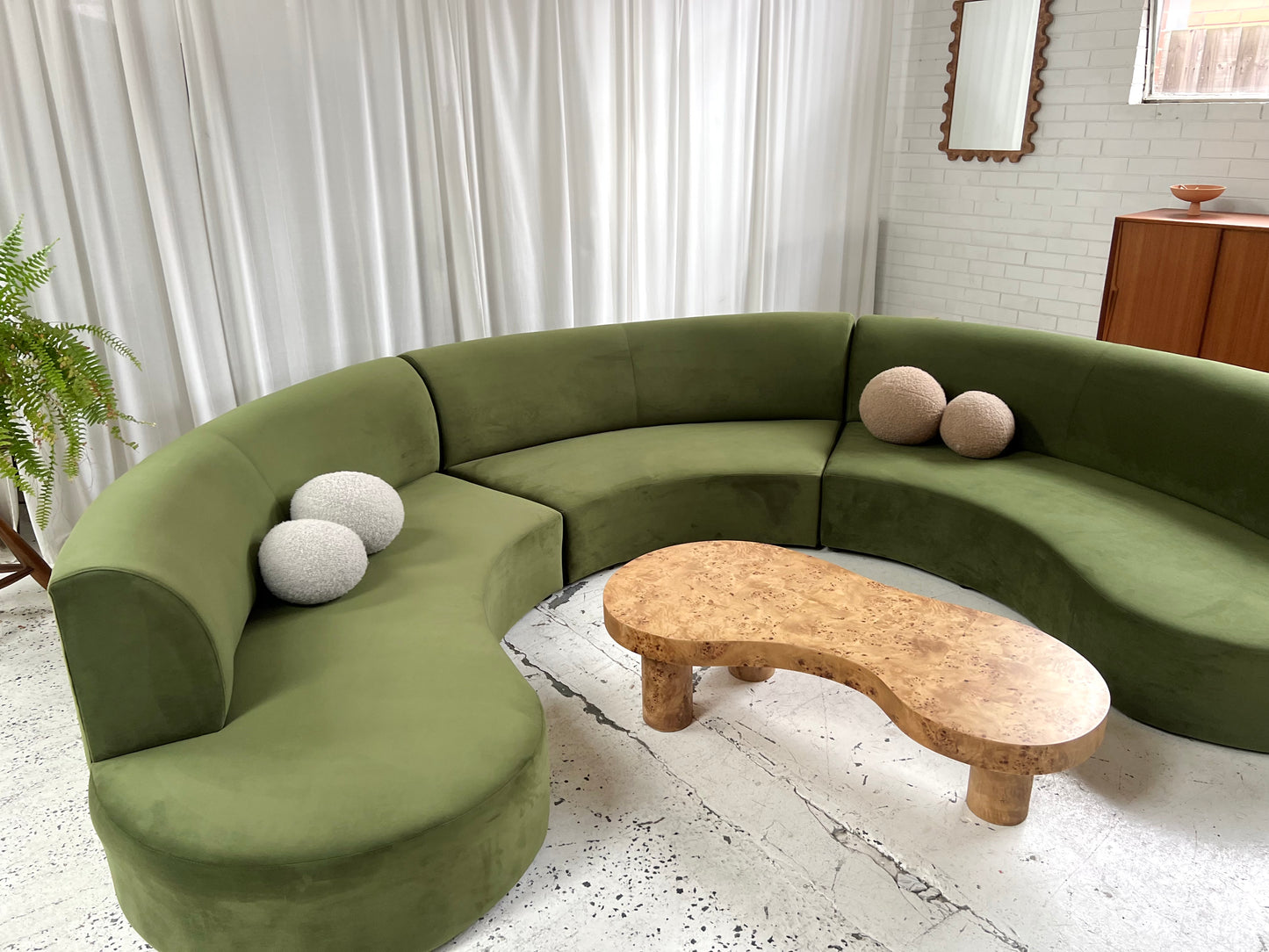 Bespoke Green Curved Modular Sofa