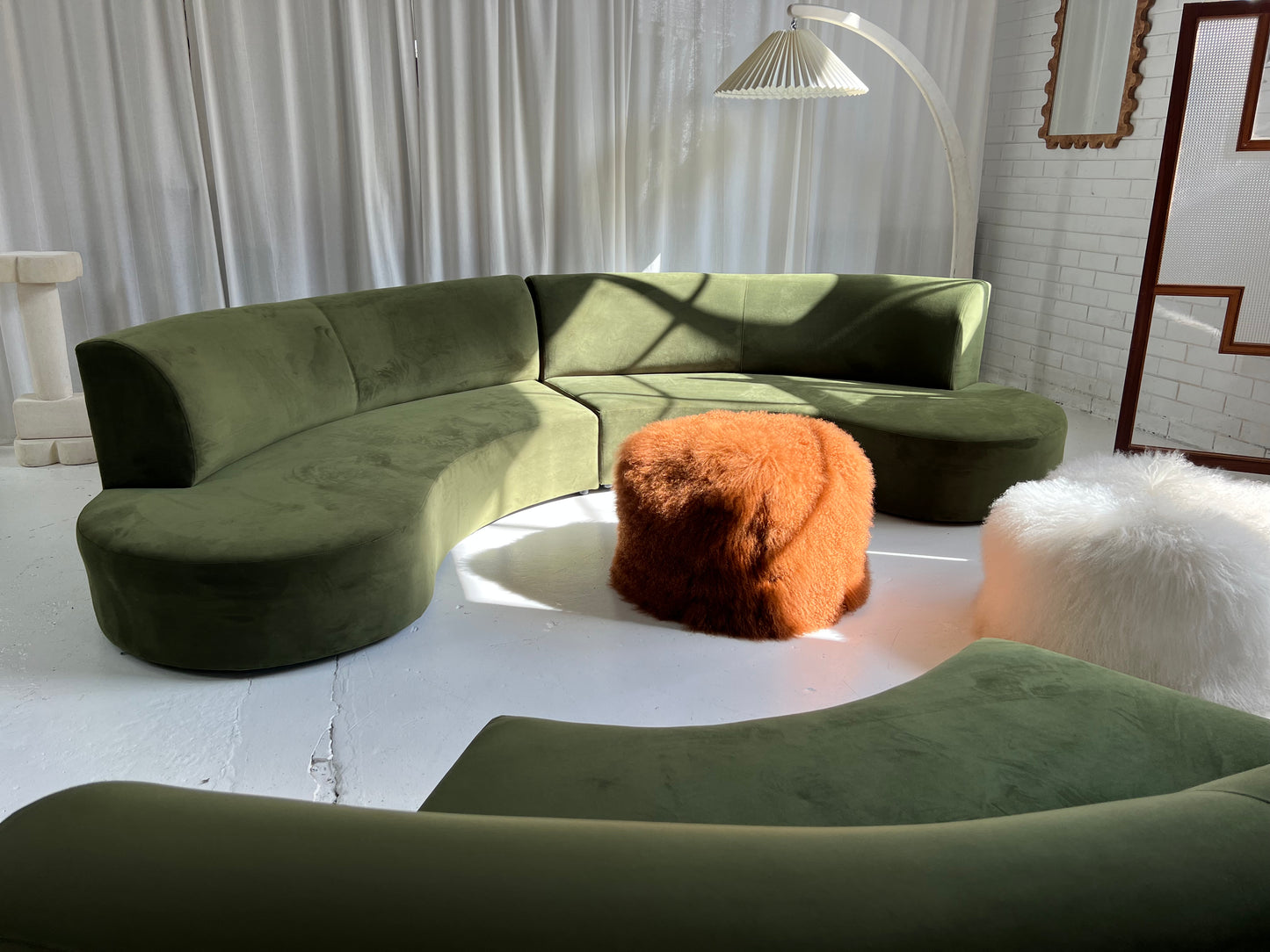 Bespoke Green Curved Modular Sofa