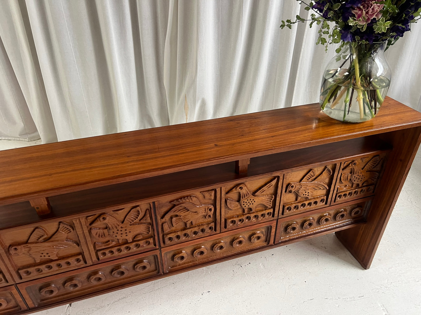 Vintage Carved Wooden Sideboard / Room Divider
