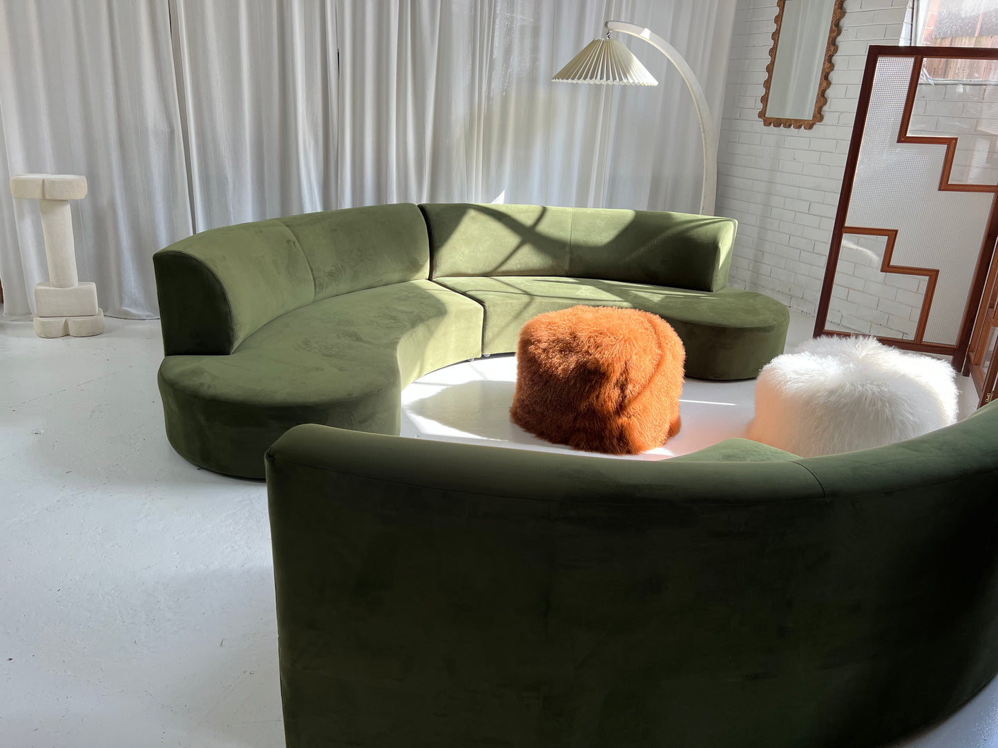Bespoke Green Curved Modular Sofa