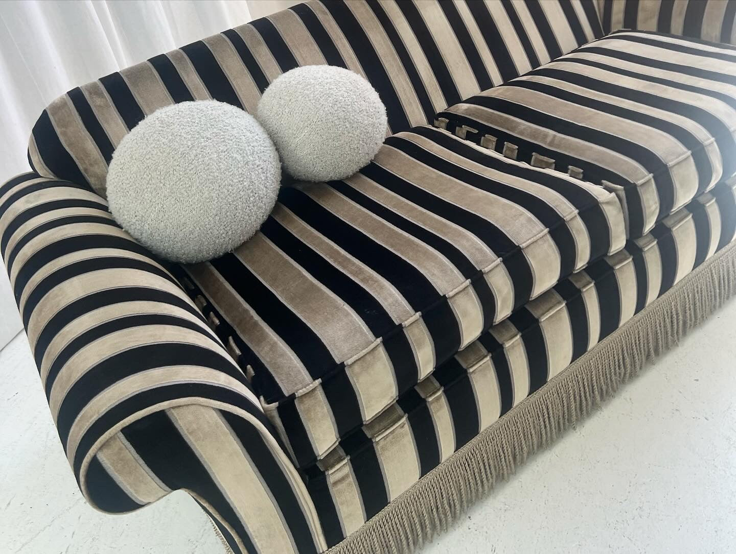 Vintage Stripe Velvet Sofa