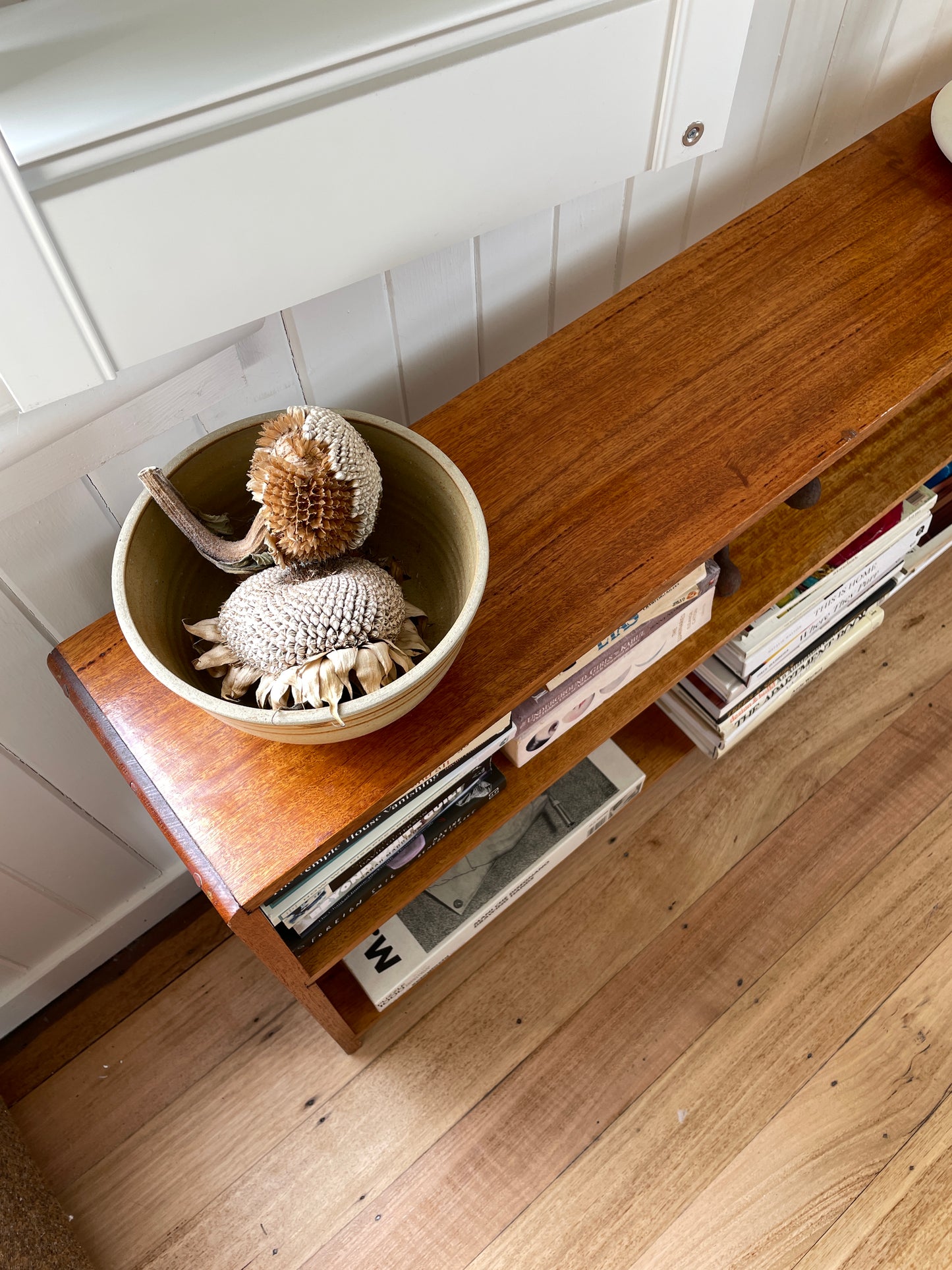 Vintage timber book shelf