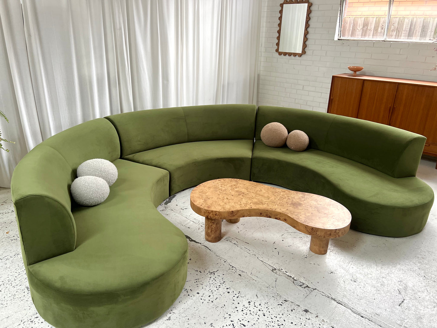 Bespoke Green Curved Modular Sofa