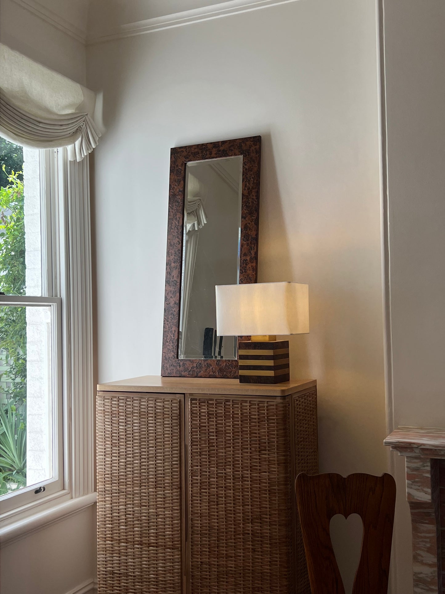 Vintage Walnut Burl Mirror (two available)