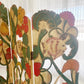 Unique Folk Hand Carved Botanical & Fish Folding Screen