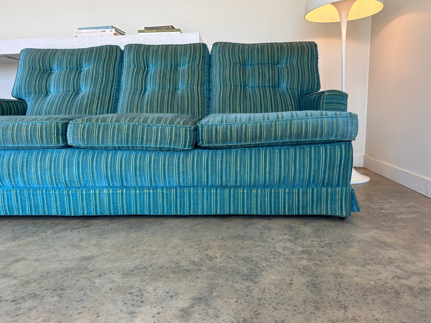 Vintage Blue / Green Striped Midcentury Sofa, 60’s