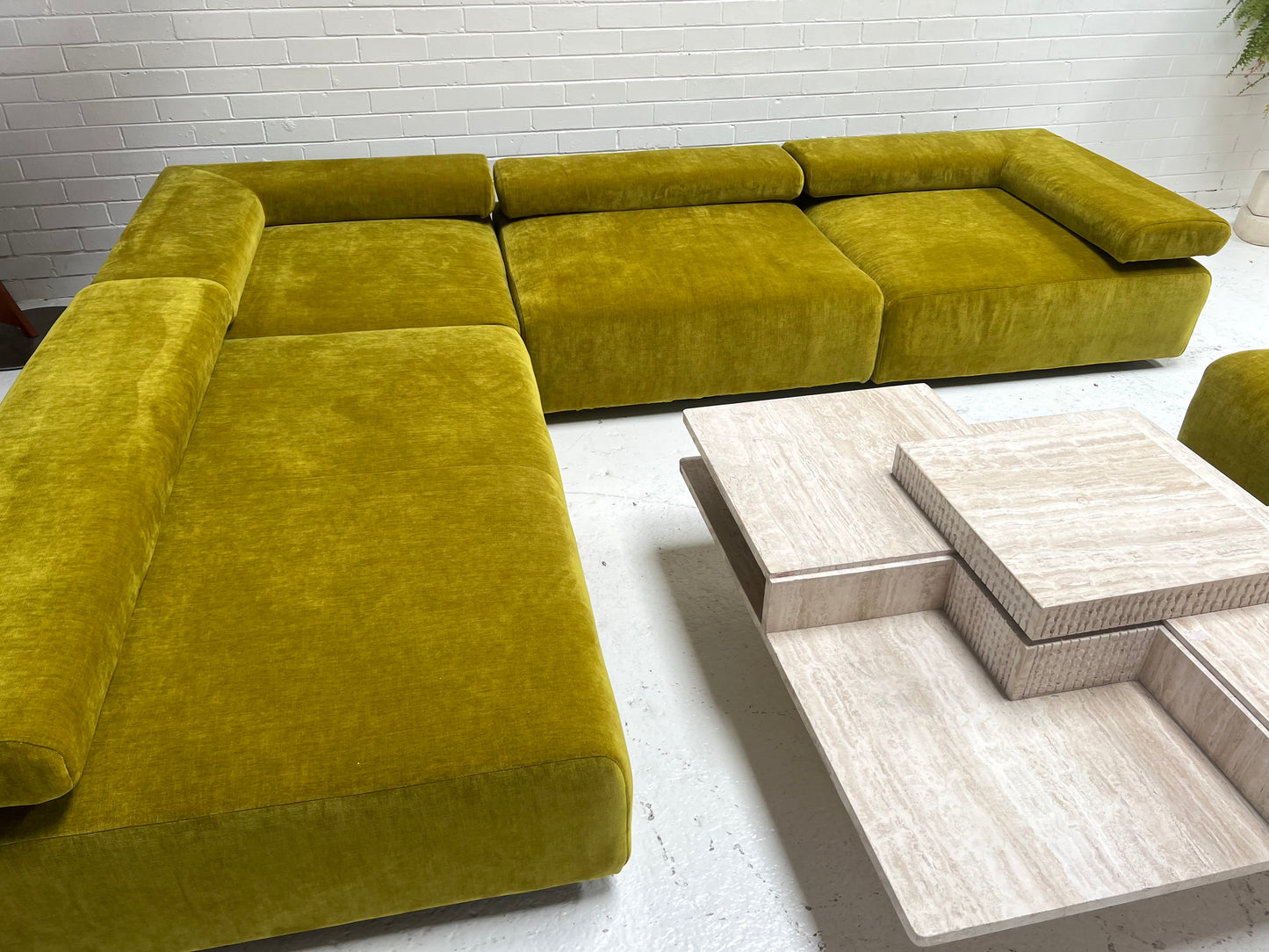 Bespoke Chartreuse Velvet Modular Sofa Set