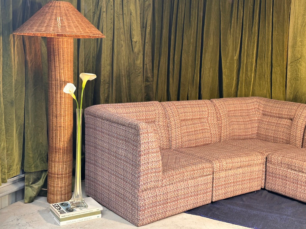 Vintage Pink Tweed Midcentury Modular Sofa, 60’s