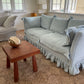 Blue Linen Ruffle Sofa