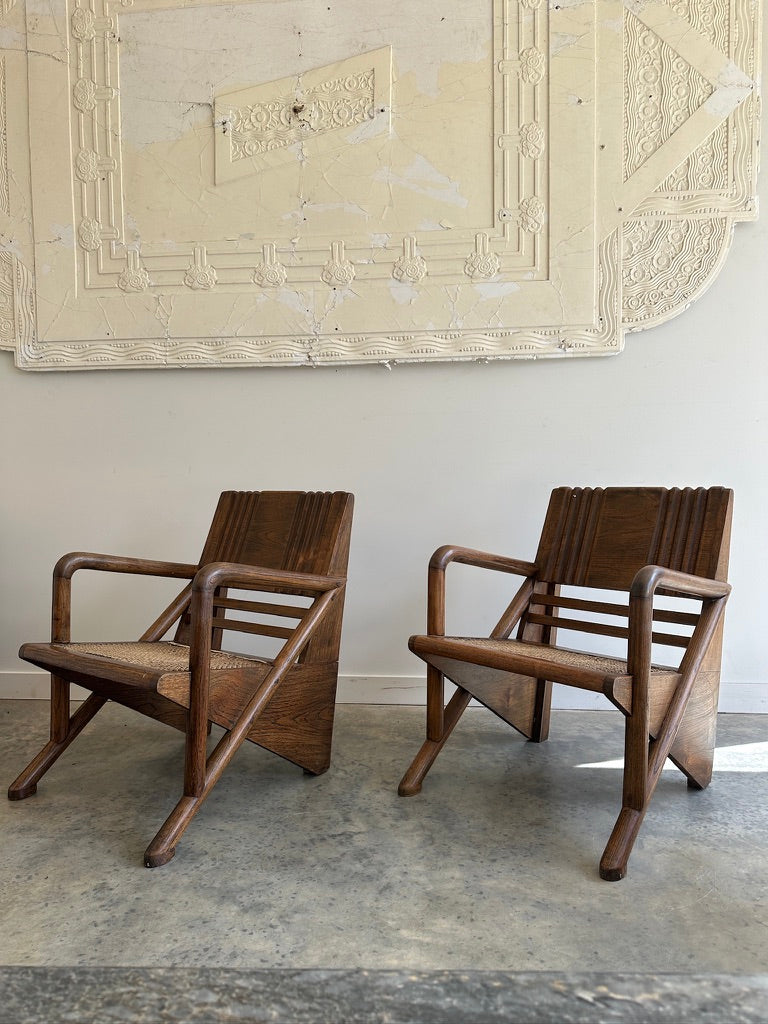 Vintage Burmese Teak and Rattan Easy Chair - Two Available