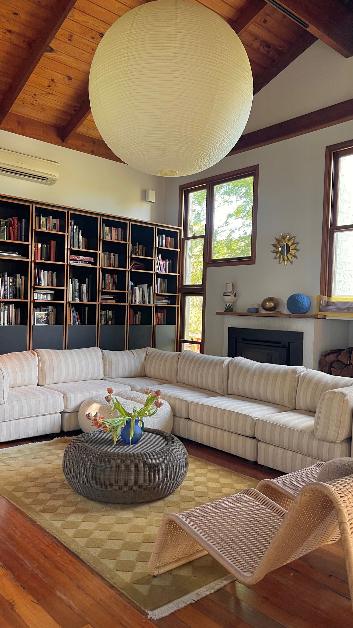Cream Striped Modular Sofa