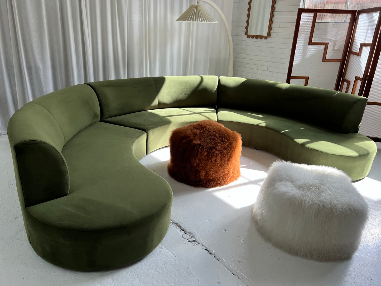 Bespoke Green Curved Modular Sofa