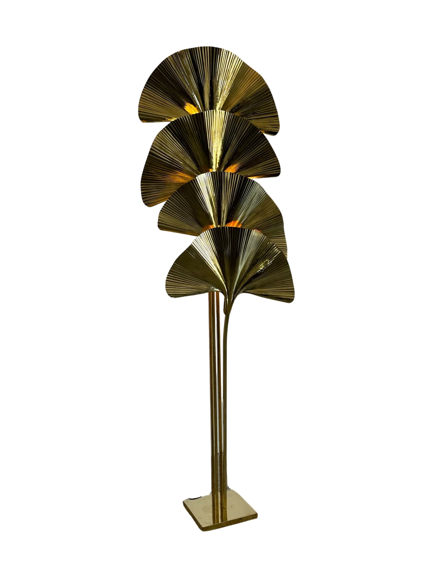 Italian Brass Ginko Leave Floor Lamp