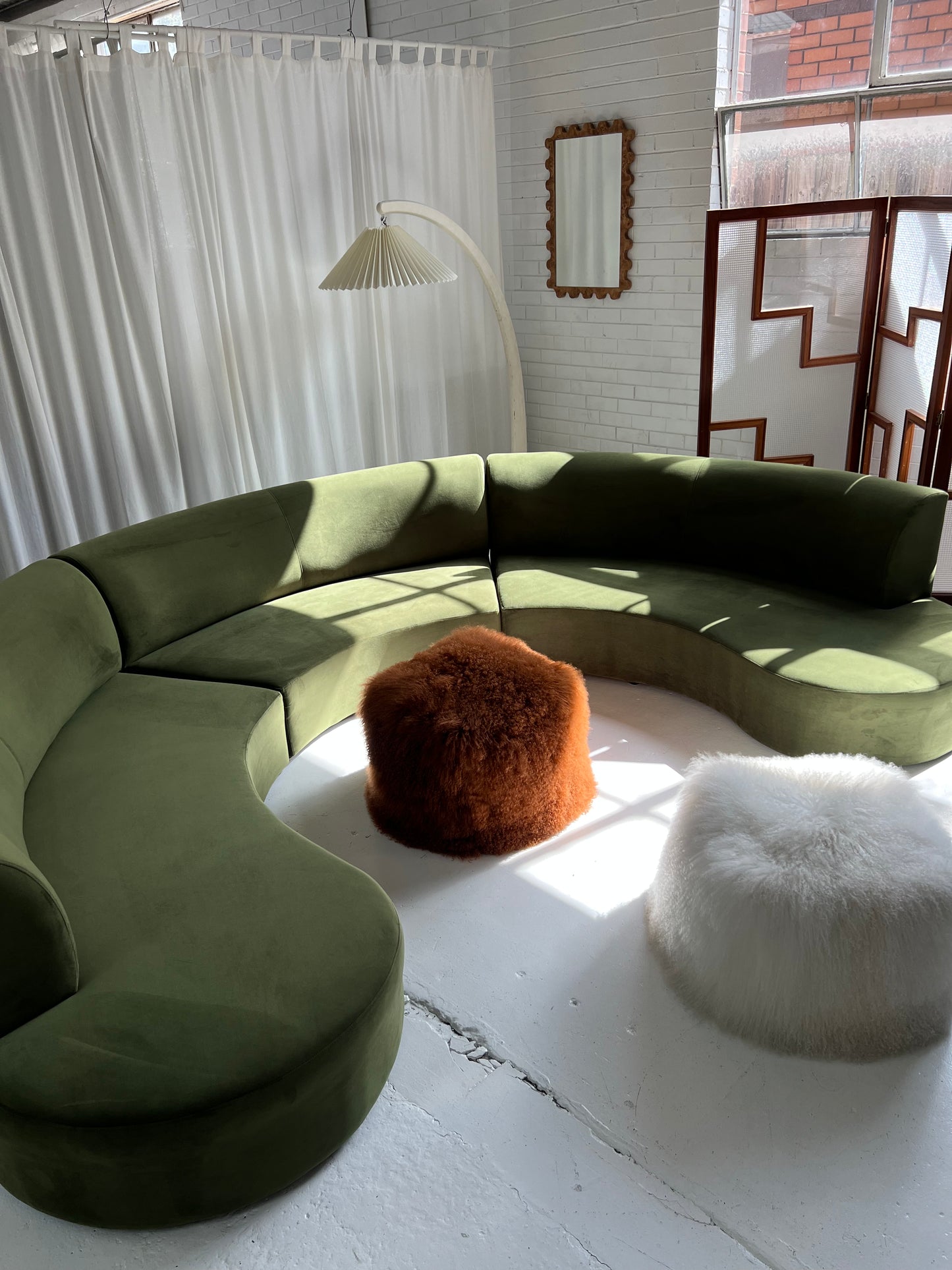 Bespoke Green Curved Modular Sofa