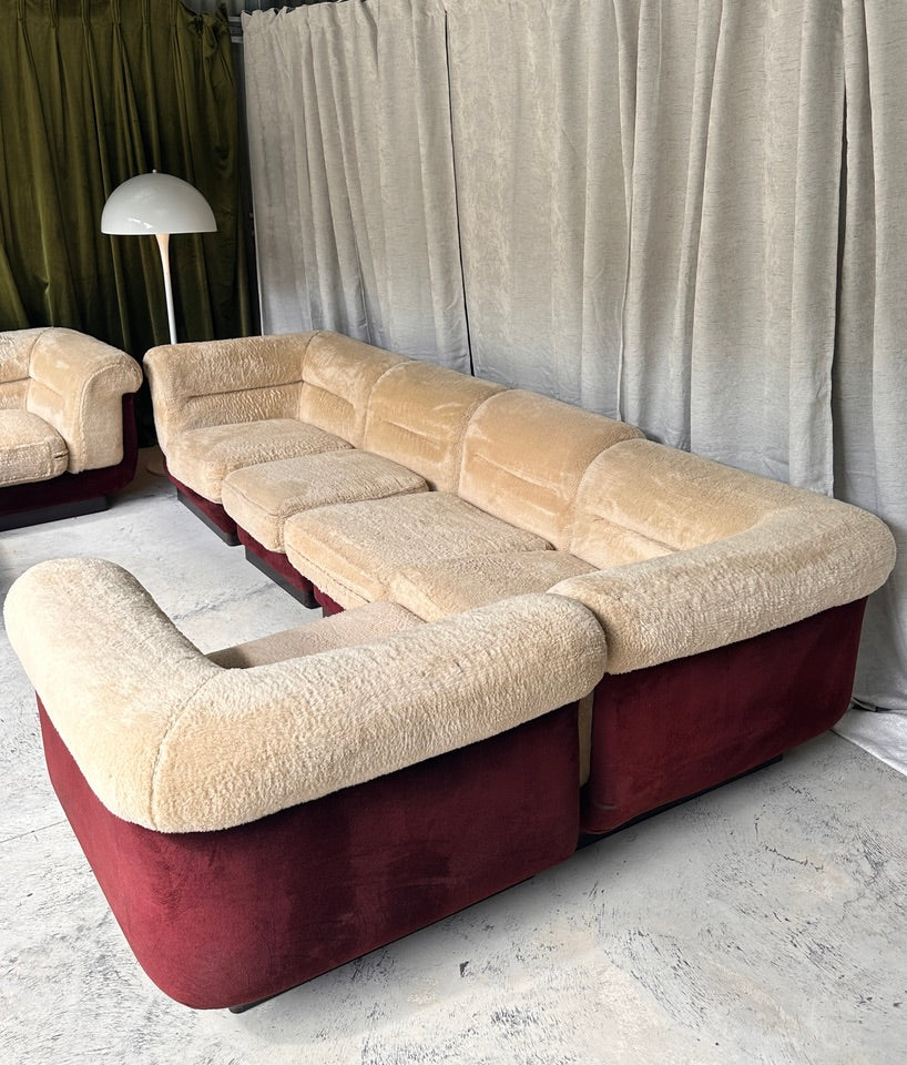 Vintage 8 Piece Fluffy Vanderoza Modular Sofa, 70’s