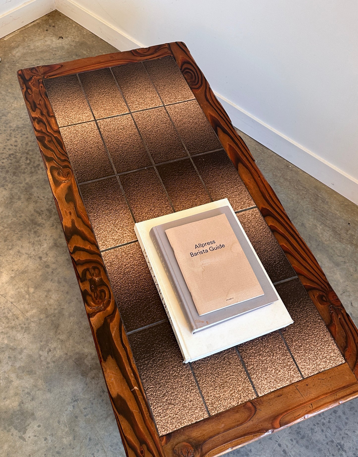 Vintage Retro Tile & Cedar Coffee Table - Spanish Revival