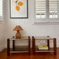 Pair of vintage timber and brass side tables