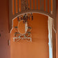Vintage Tole Hand Painted Mirror with Shelf