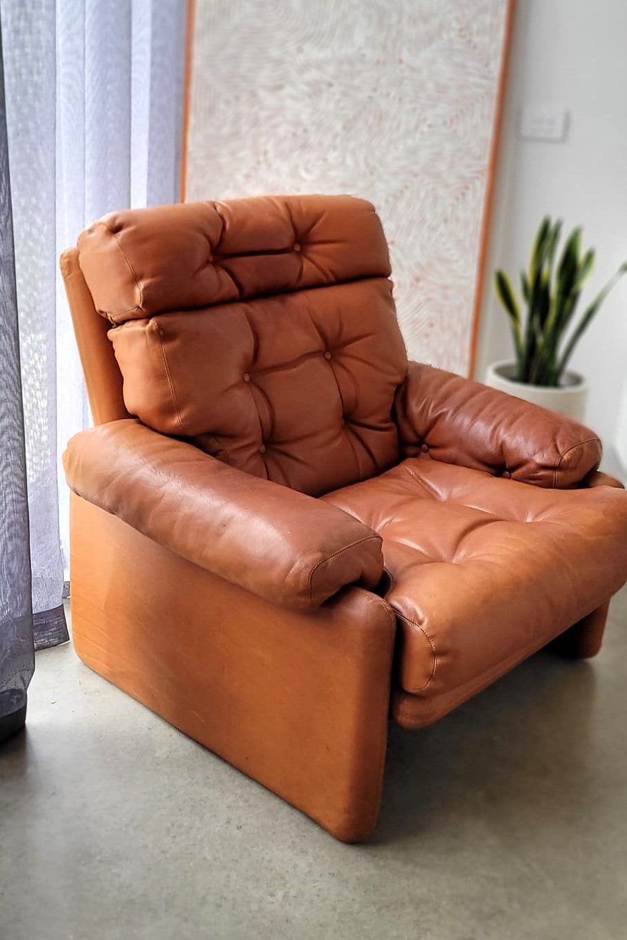B&B Italia leather 'CORONADO' armchair by Afra & Tobia Scarpa