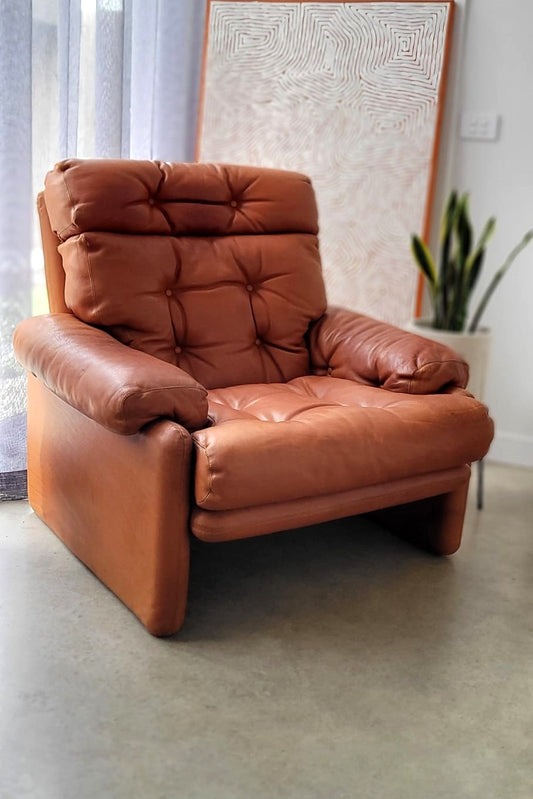 B&B Italia leather 'CORONADO' armchair by Afra & Tobia Scarpa