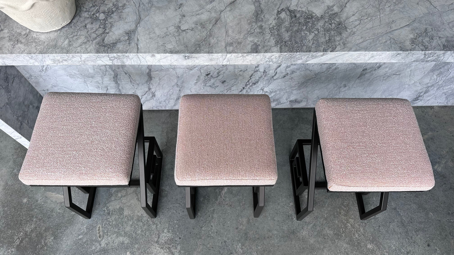 Set of Three Greek Key Bar Stools