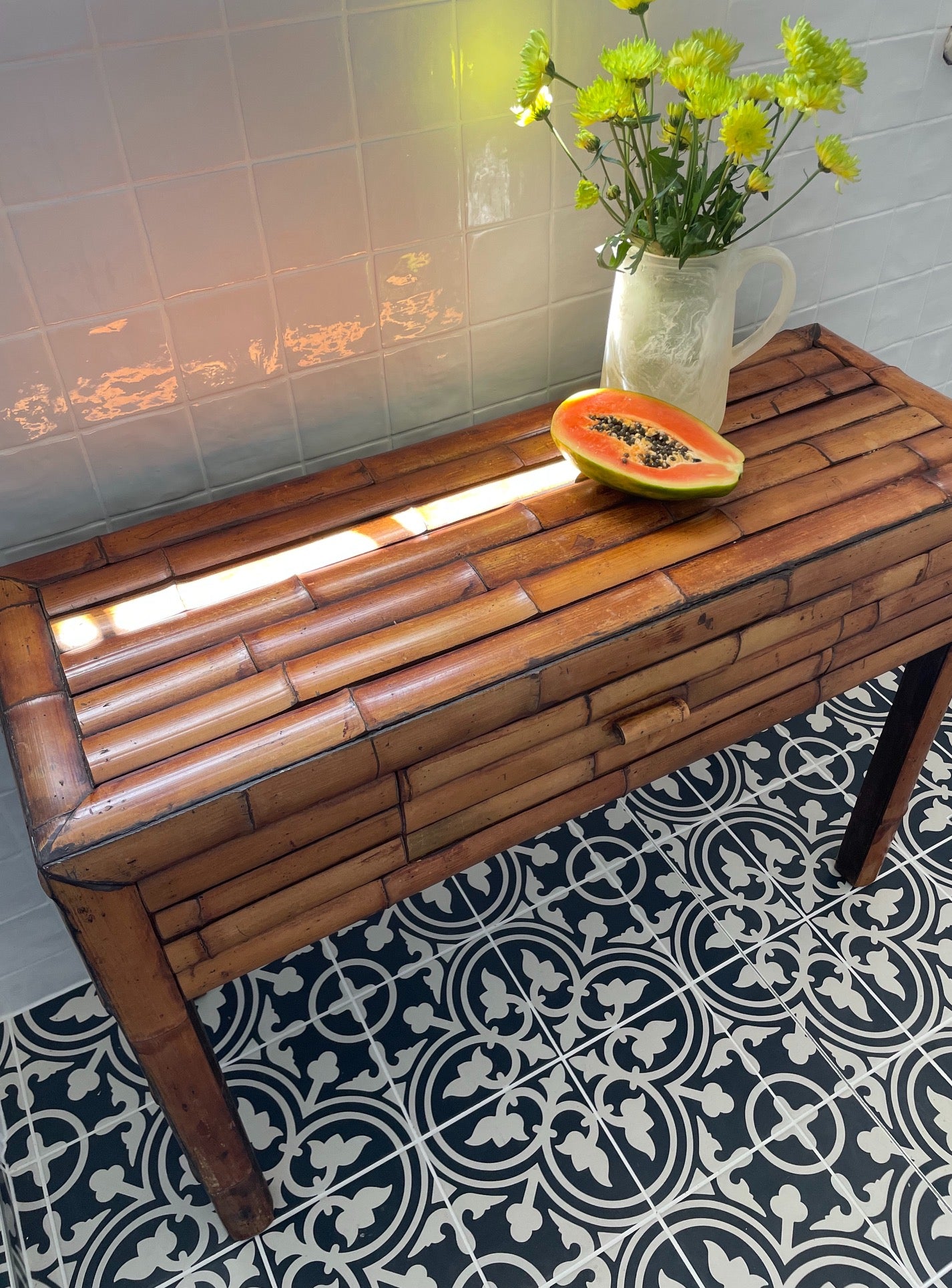 Vintage Bamboo Console Table