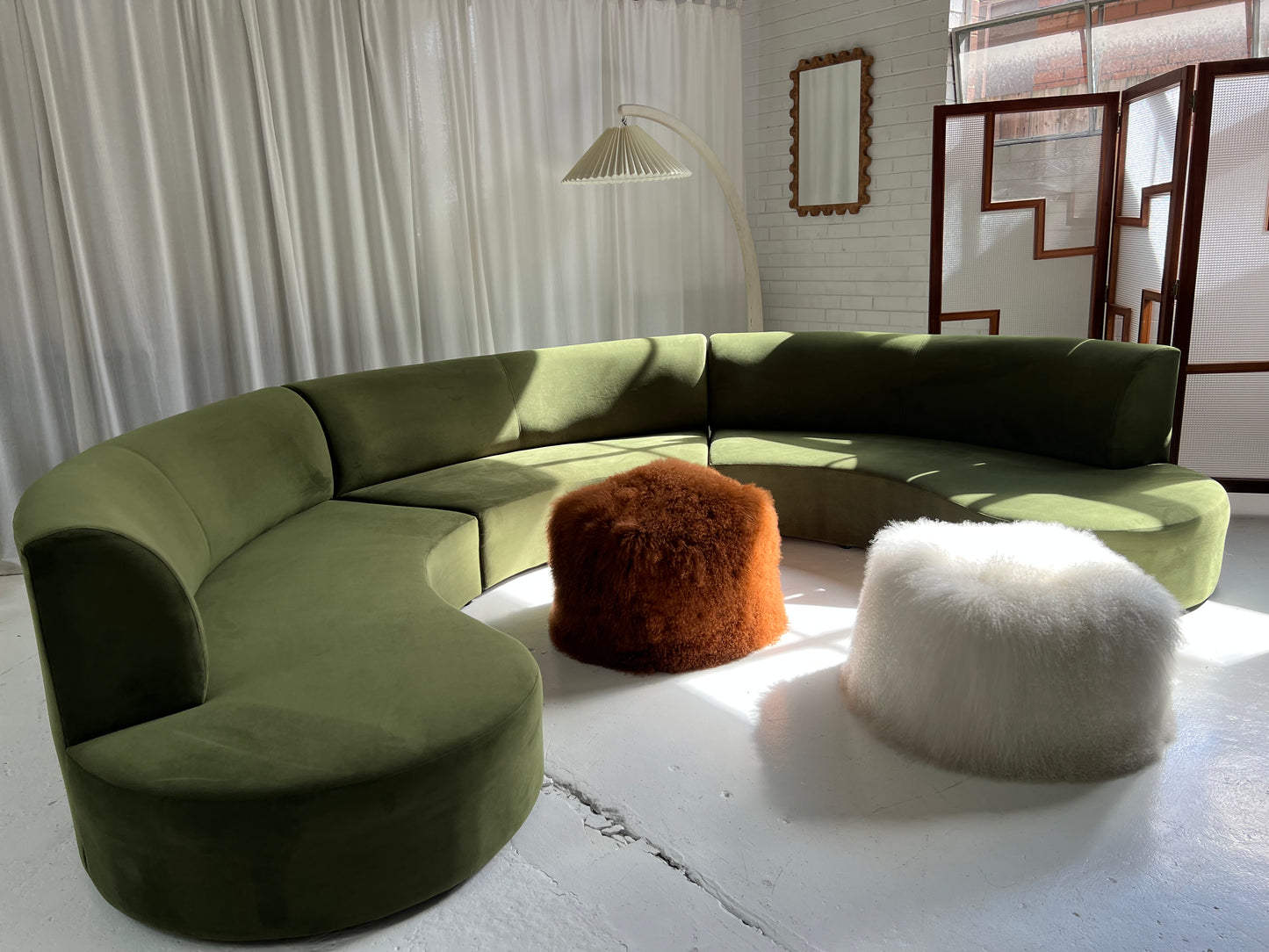 Bespoke Green Curved Modular Sofa