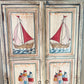 Hand-Painted Indian Nautical Cupboard & Bedside Set