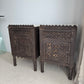 Pair of Antique Indian Carved Majuce Bedside Tables / Nightstands