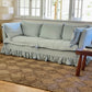 Blue Linen Ruffle Sofa