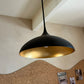 Agnes Large Pendant in Matte Black with Gild Interior - Two Available