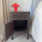 Pair of Antique Indian Carved Majuce Bedside Tables / Nightstands