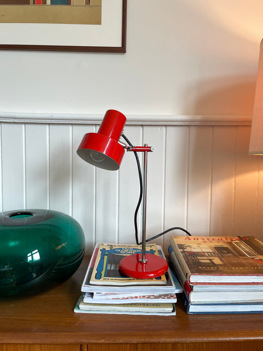 Mid Century red enamel desk lamp