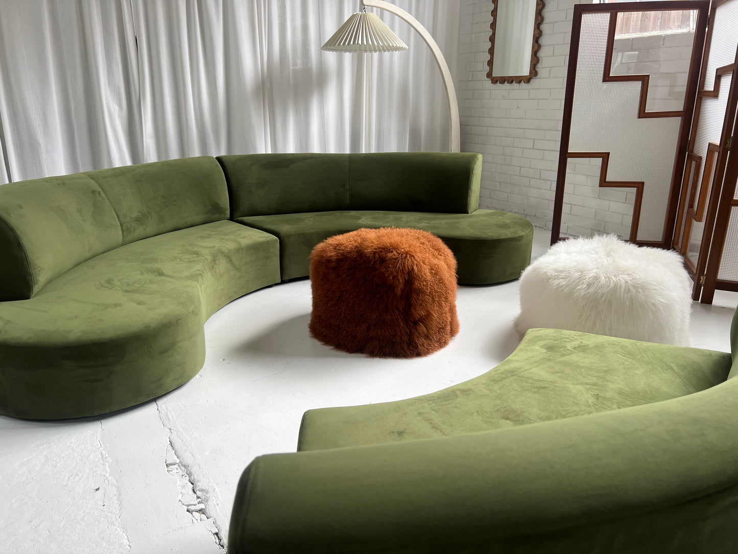 Bespoke Green Curved Modular Sofa