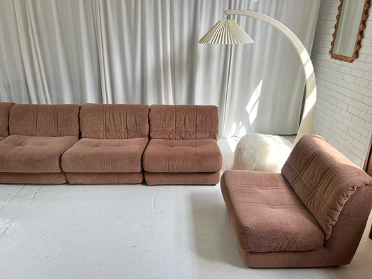 Vintage Dusty Pink Chenille Modular Sofa