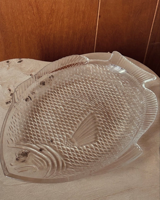 Vintage USA Pressed Glass Fish Serving Plate