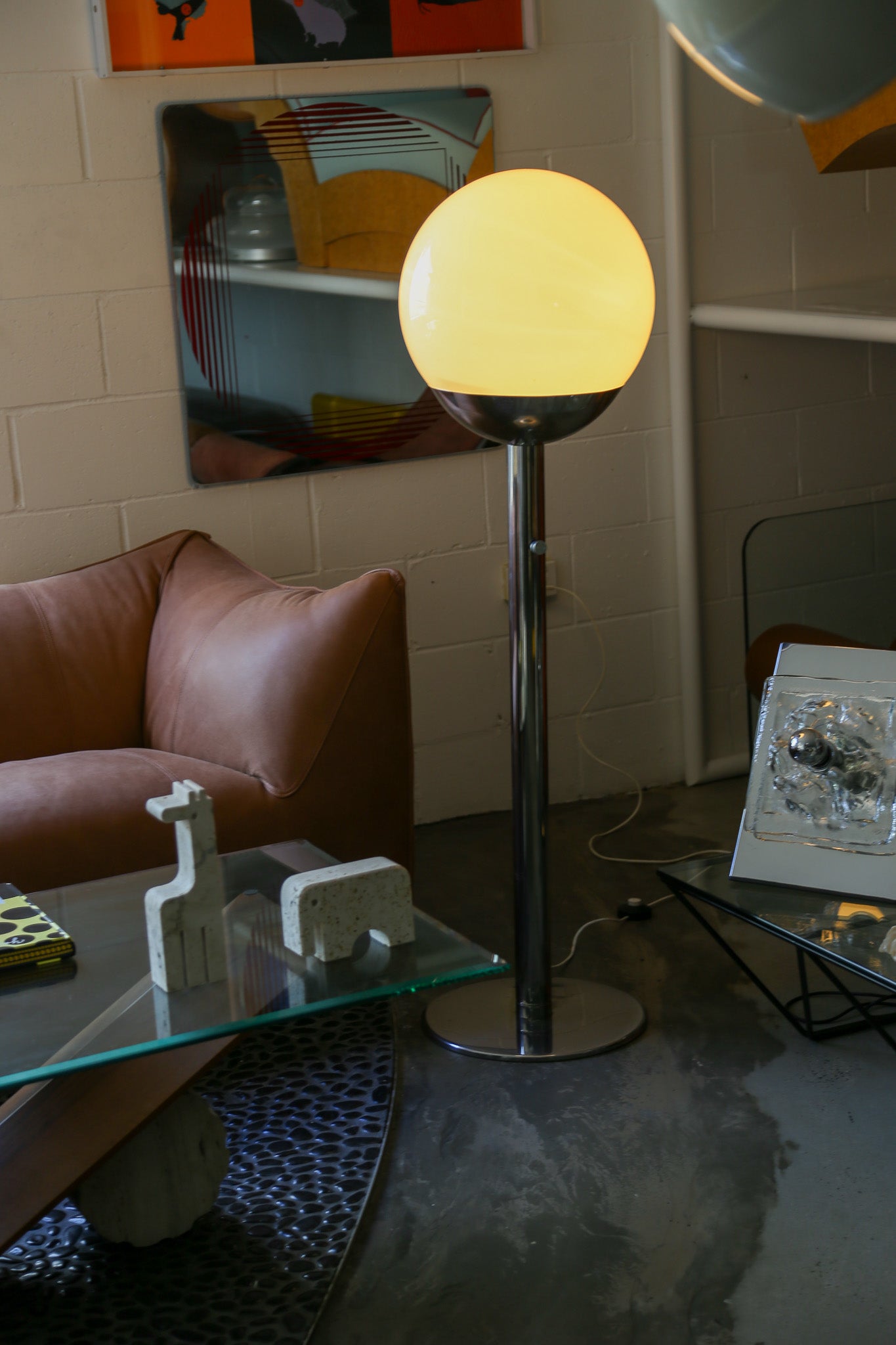 Pia Guidetti Glass Sphere Floor Lamp for Luci Milano, Italy 1970