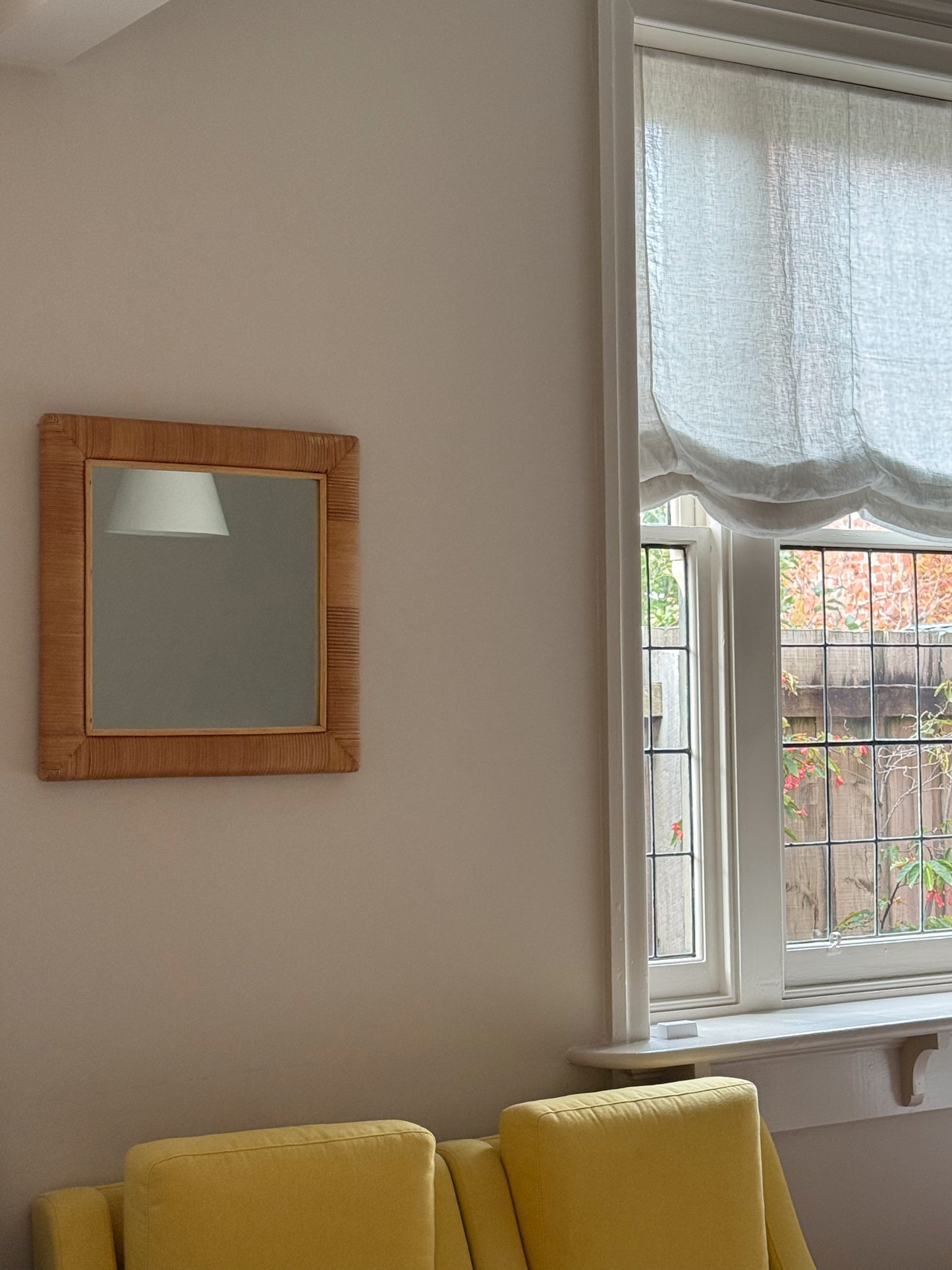 Vintage Square Cane Wrapped Mirror