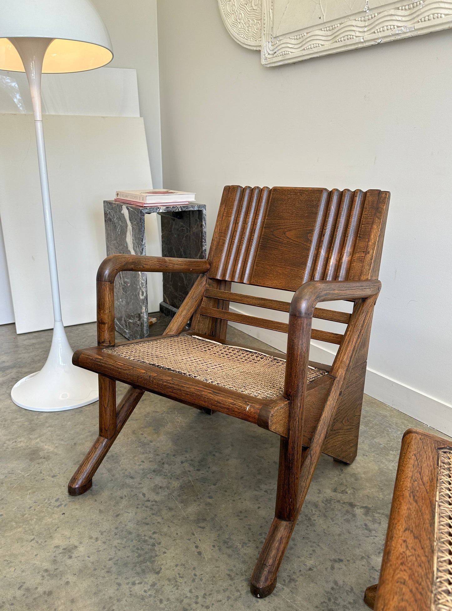 Vintage Burmese Teak and Rattan Easy Chair - Two Available