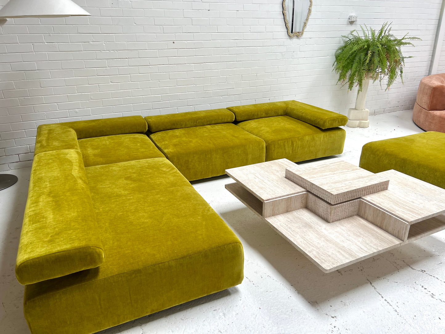 Bespoke Chartreuse Velvet Modular Sofa Set