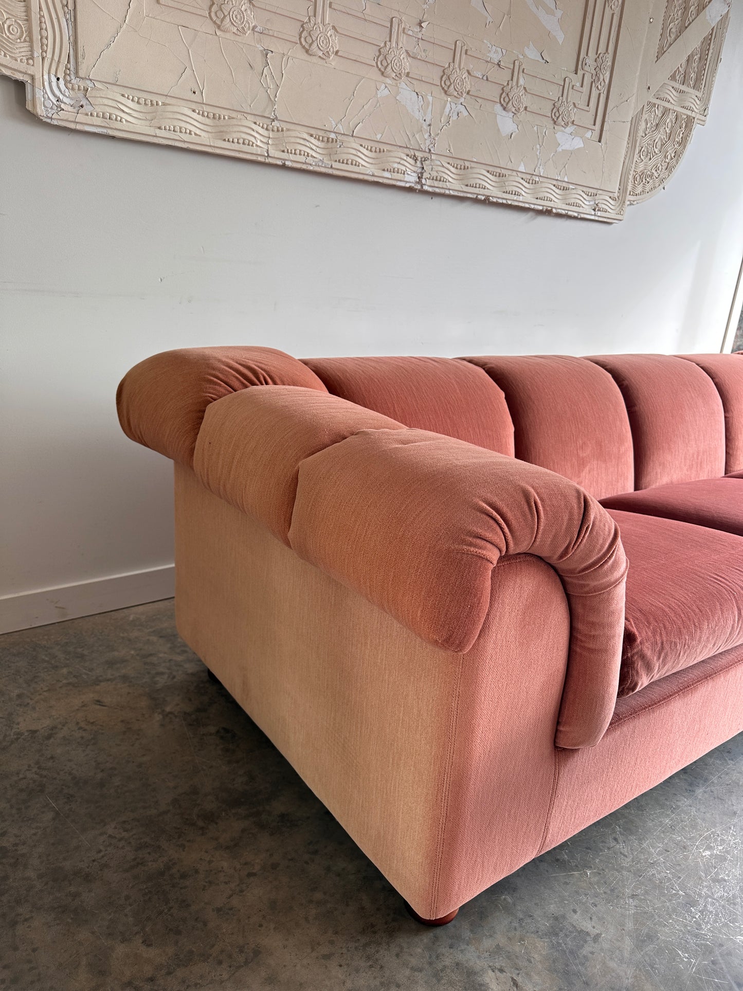 Vintage Dusty Pink Custom Made Sofas, 80's