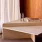 Vintage Triangle Split Level Unfilled Travertine Coffee Table