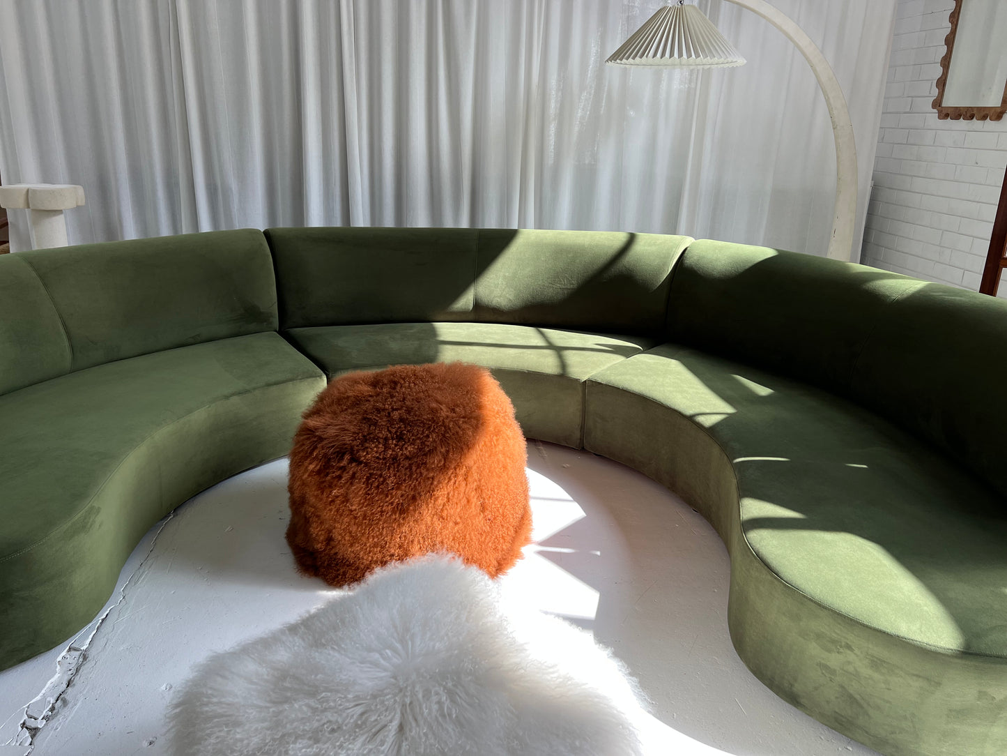 Bespoke Green Curved Modular Sofa