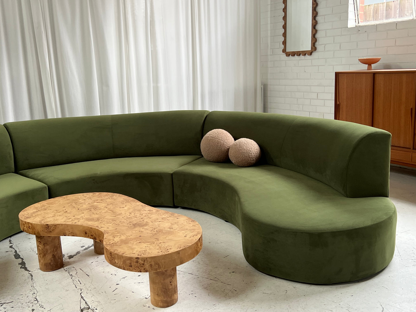 Bespoke Green Curved Modular Sofa